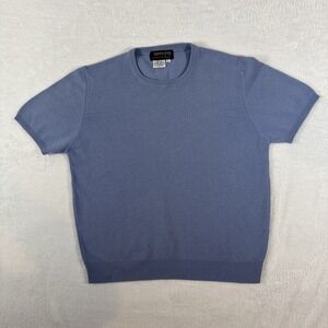 100% Pure Cashmere Light Blue Short Sleeve Sweater Medium Country Shop